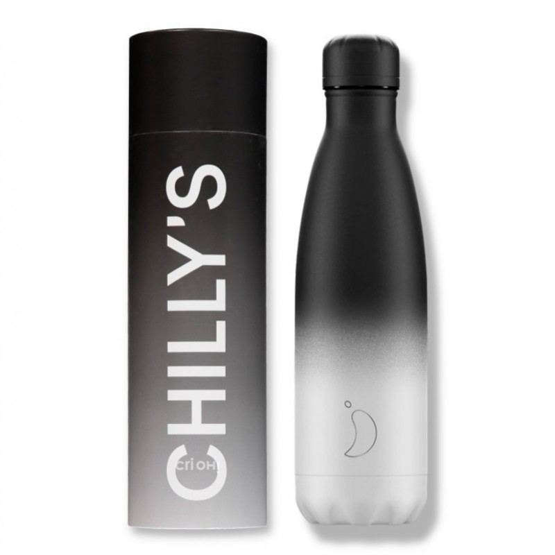 BOTELLA INOX CHILLY'S 500ML GRADIENT BLANCO&amp;NEGRO