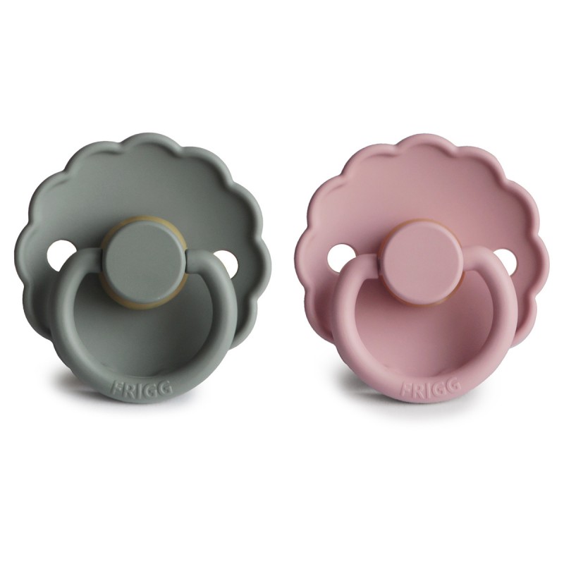 Pack 2 Chupetes FRIGG Block Latex DAISY 0-6m French Gray/Baby Pink