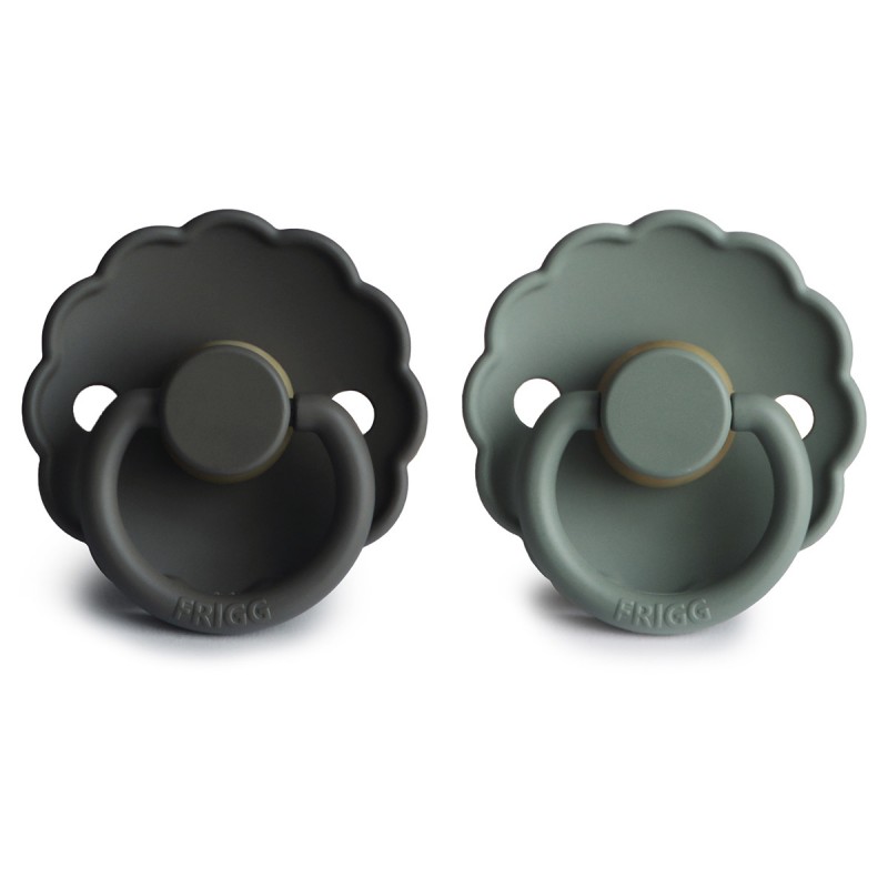 Pack 2 Chupetes FRIGG Block Latex DAISY 0-6m Graphite/ Lily Pad