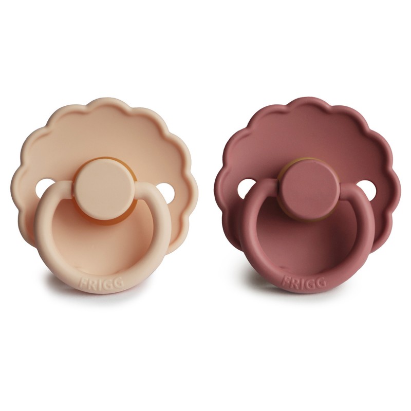 Pack 2 Chupetes FRIGG Block Latex DAISY 0-6m Pink Cream/Powder Blush