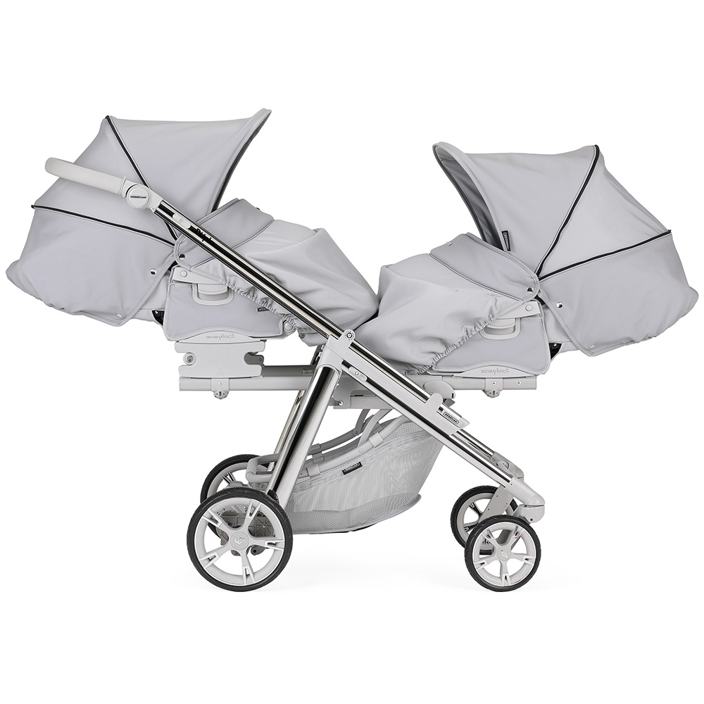 SILLA GEMELAR DUPLA CONVERTIBLE KP051 CROMADO/GRIS TOPO