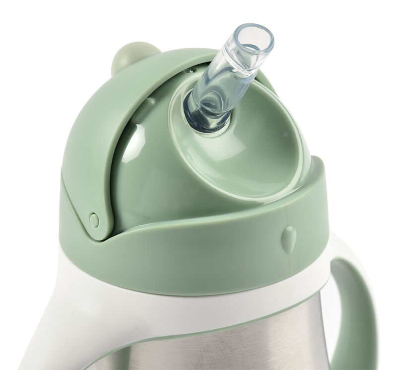 TAZA INOX 250ML C/CAÑITA C/ASAS VERDE SAGE