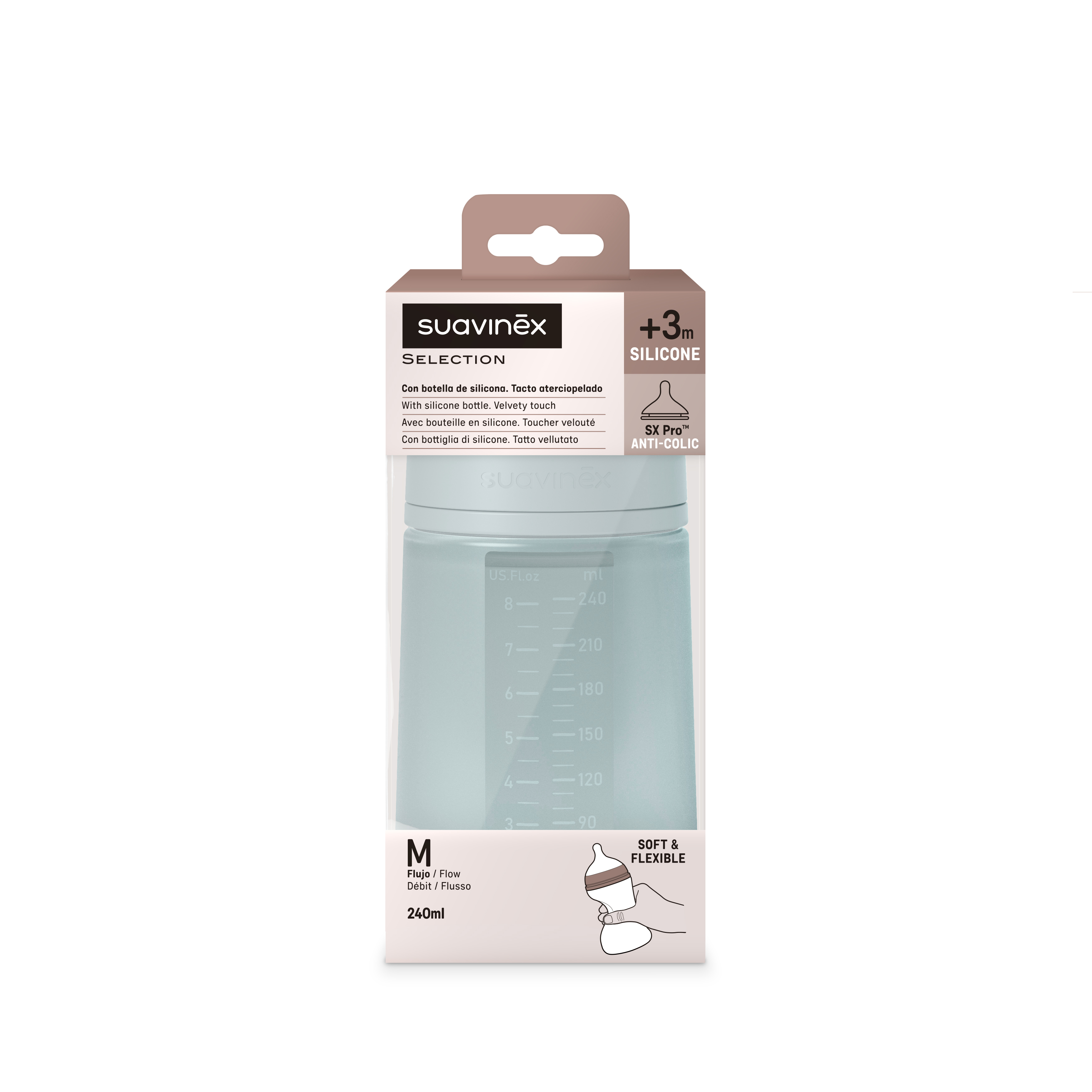 BIBERON SILICONA 240ML FISIOLOGICA SX PRO FM AZUL I3