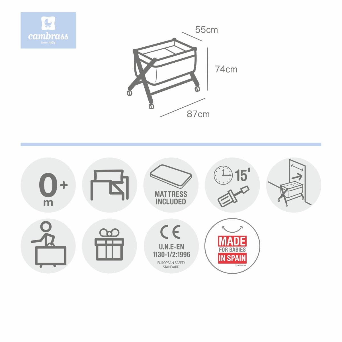 MINICUNA TIJERA MADERA ASTRA GRIS