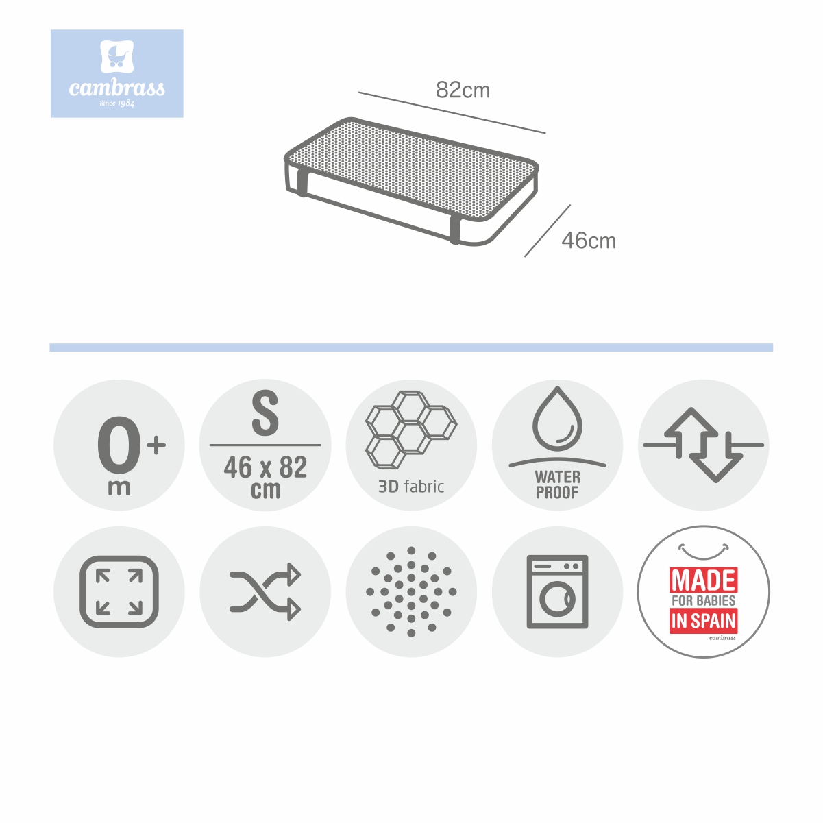 PROTECTOR COLCHON 3D-MINICUNA LISO 46X82