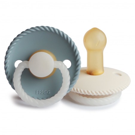 Pack 2 Chupetes FRIGG Block Latex NIGHT ROPE 6m+ ST.Blue/Cream