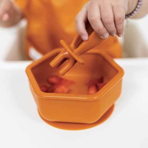 CUBIERTOS DE APRENDIZAJE SILICONA CANELA