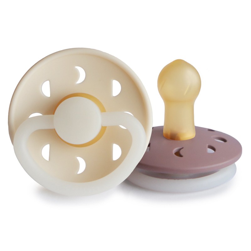 Pack 2 Chupetes FRIGG Night Latex MOON PHASE 0-6m Cream/Tw.Mauve