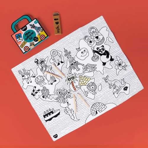 MINI POCKET OMY ATLAS PARA COLOREAR + 4 LAPICES COLOR