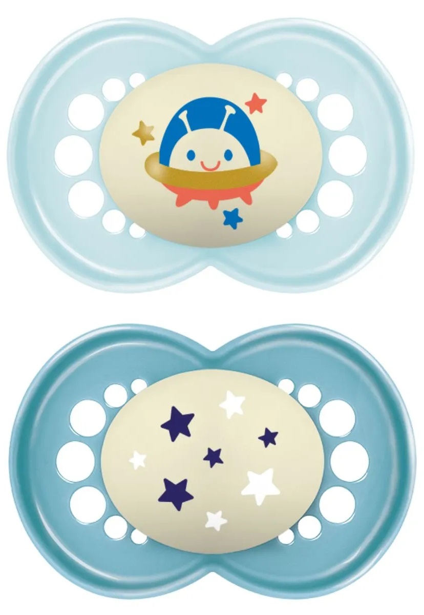 MAM CHUPETE ORIGINAL 16+ NIGHT SILIC 2UN azul