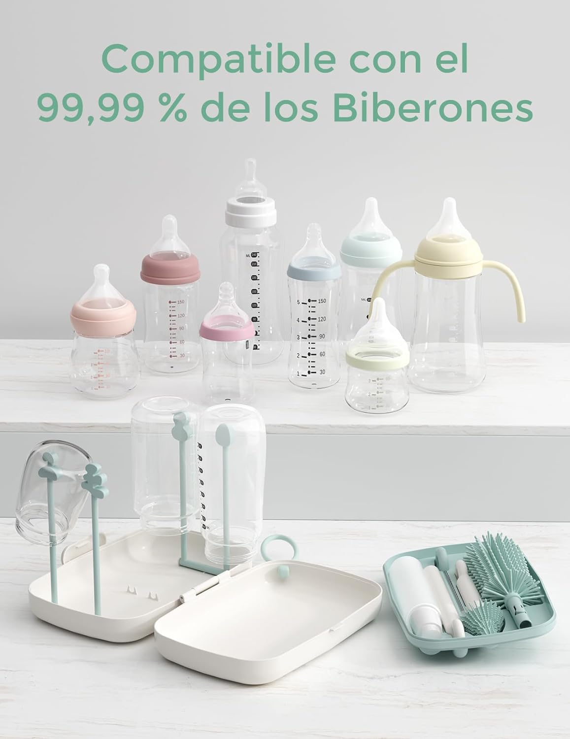 MOMCOZY JGO.7 CEPILLOS LIM.BIB.PORTAT. LS001 UNICO VERDE