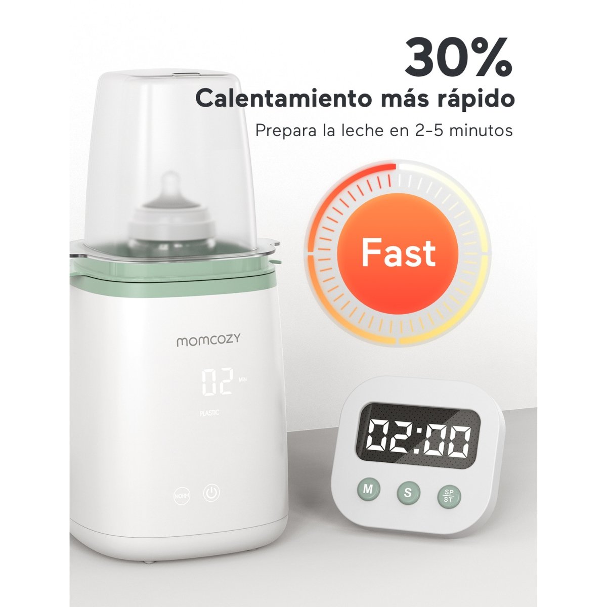 MOMCOZY CALENTADOR PORT.ULTRARRAPIDO MW001 UNICO BCO/VERDE