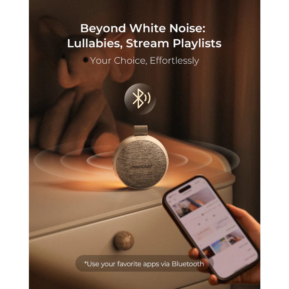 MOMCOZY MAQ.SONIDO PORTATIL+LUZ NOCHE WN006 UNICO BLANCO