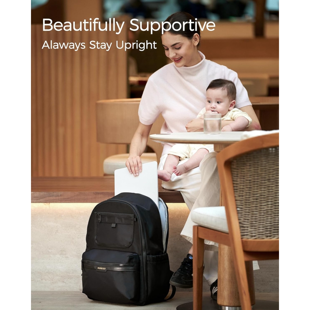 MOMCOZY MOCHILA MATERNAL TODO EN 1 LG011 UNICO NEGRO