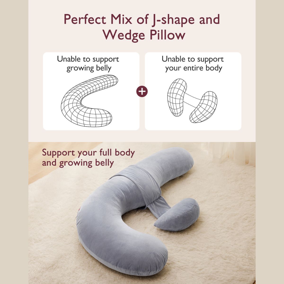 MOMCOZY ALMOHADA DE LACTANCIA FORMA F PP006 35X25X13CM GRIS