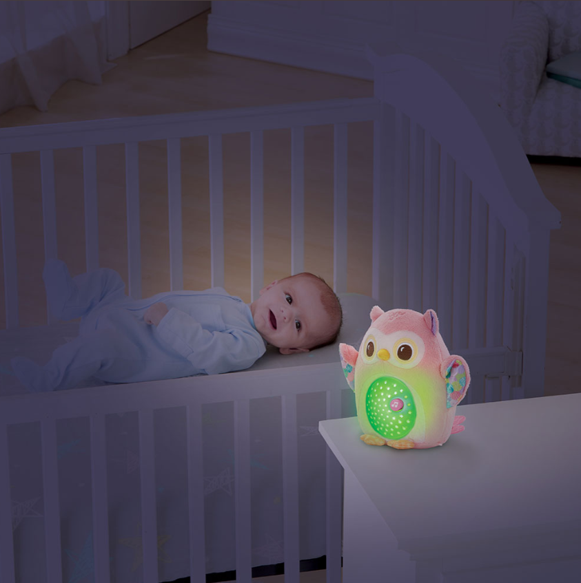 PROYECTOR DE PELUCHE BUHO ESTRELLITAS ROSA
