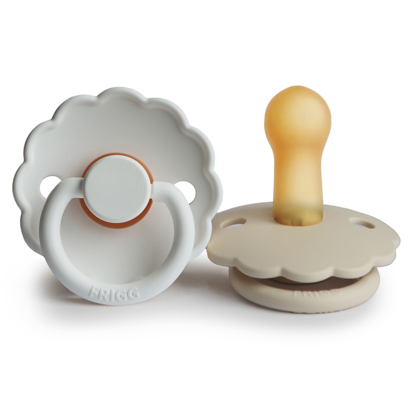 Pack 2 Chupetes FRIGG Block Latex DAISY 6m+ Bright White/Cream