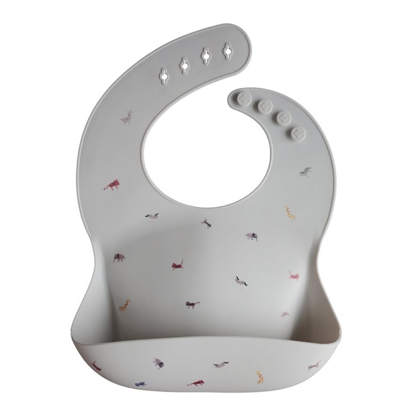 Babero Silicona PRINT Grey Safari