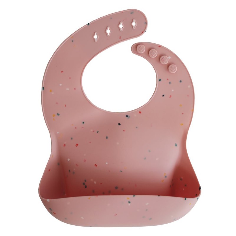 Babero Silicona PRINT Powder Pink Confetti