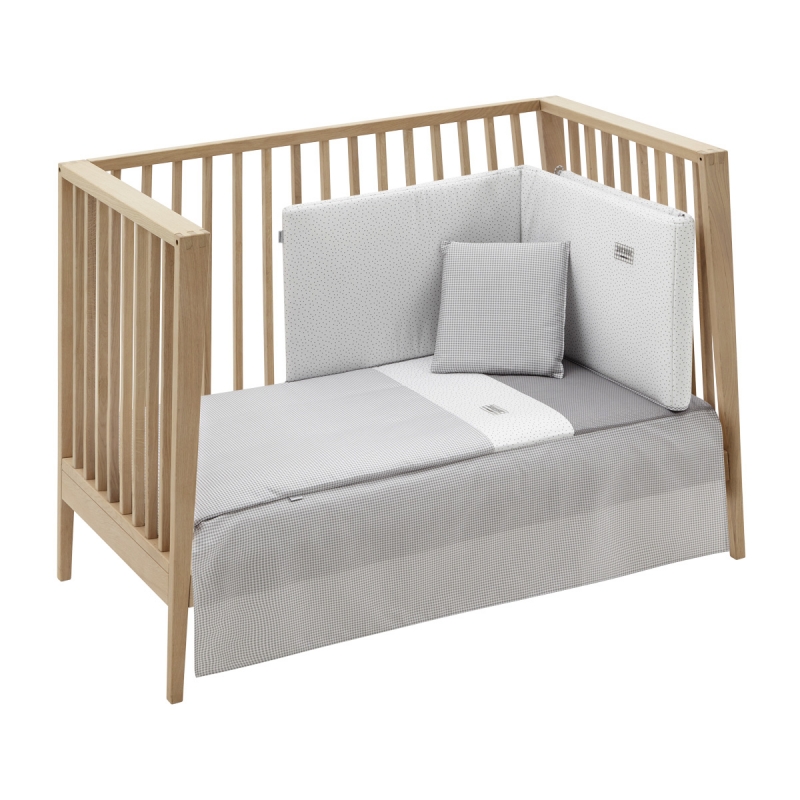 COLCHA+PROTECTOR CUNA 70 VICHY GRIS