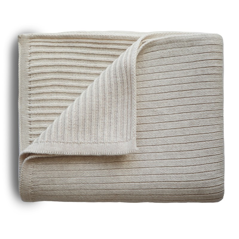 MANTA ALGODON M.RIBBED BEIGE MELANGE 100X80CM