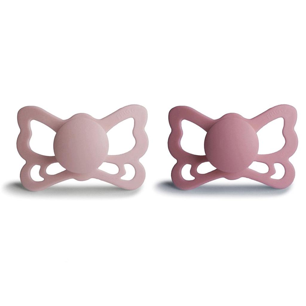PACK 2 CHUPETES ANAT. SILICONA BUTTERFLY BLUSH/CEDAR 6M+