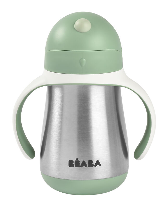 TAZA INOX 250ML C/CAÑITA C/ASAS VERDE SAGE