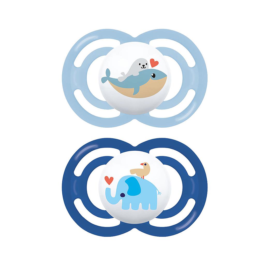 CHUPETE SILICONA PERFECT 6M+ AZUL (2 ud)