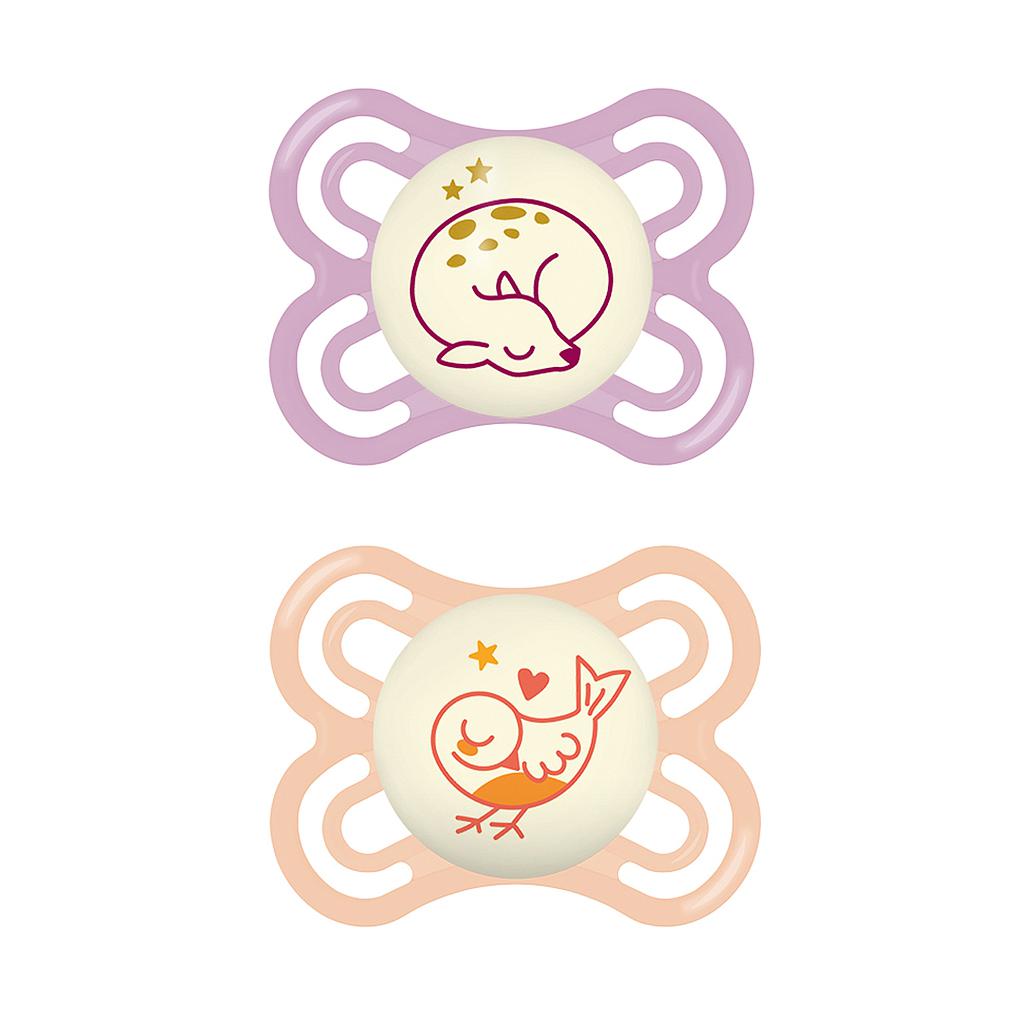 CHUPETE SILICONA PERFECT NIGHT 0M+ ROSA (2 ud)