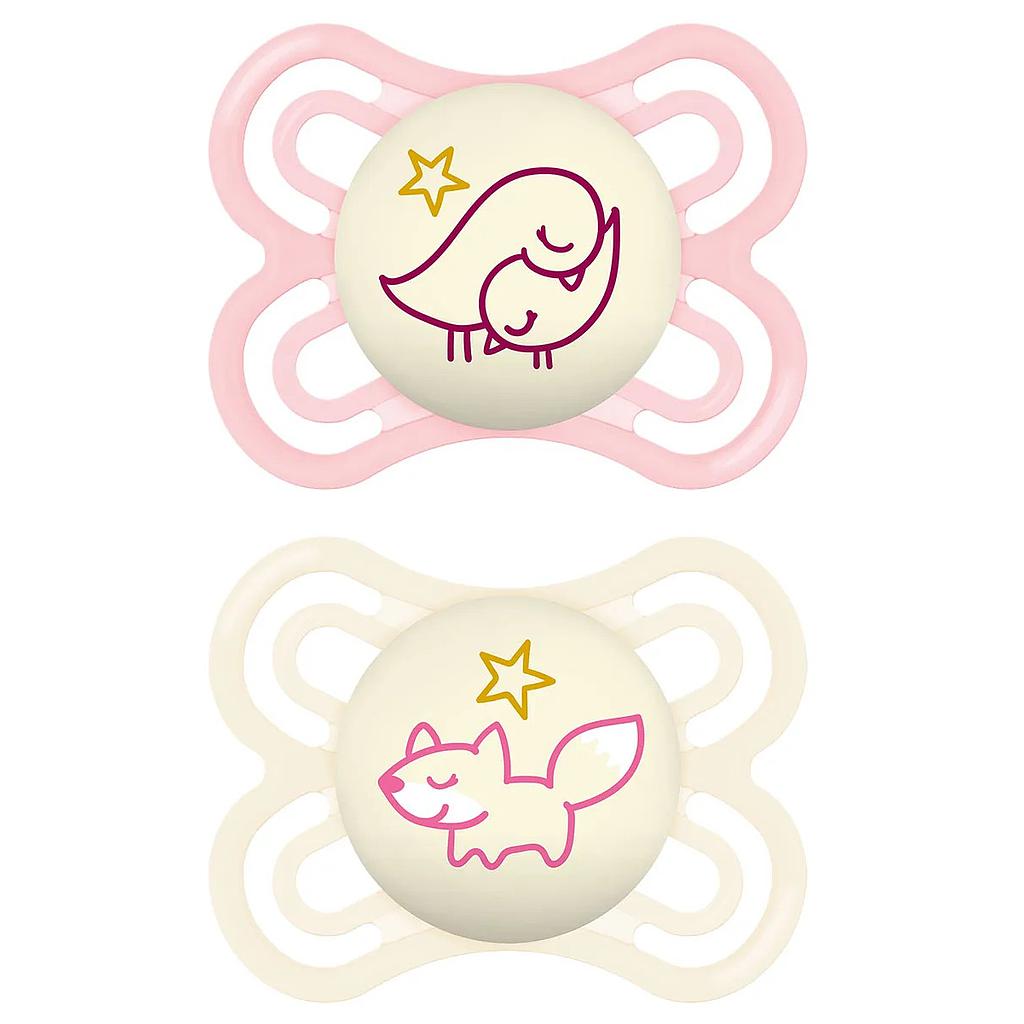 CHUPETE SILICONA PERFECT NIGHT 2-6M ROSA (2 ud)