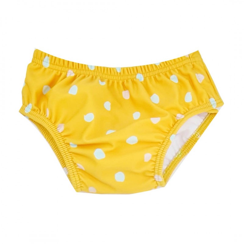 BAÑADOR PAÑAL BTBOX UPF 50+ LUNARES MOSTAZA 3-6 MESES