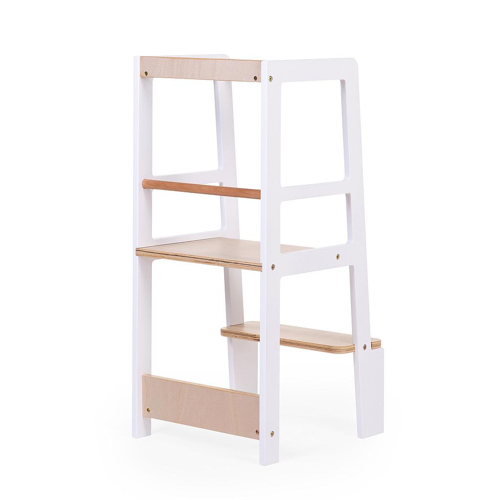 TORRE DE APRENDIZAJE MONTESSORI BLANCO NATURAL
