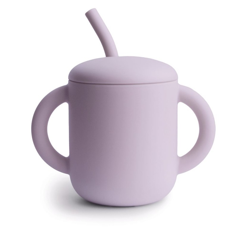 Taza didactica + pajita Silicona SOLID Soft Lilac