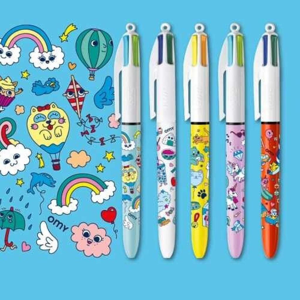 OMY BOLÍGRAFOS DE 4 COLORES BIC &amp; OMY KAWAI 5 unds