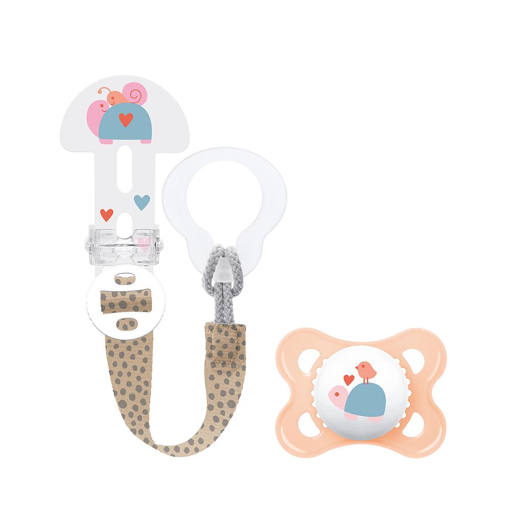MAM CLIP IT&amp; CHUPETE ORIGINAL 0+ silicona rosa