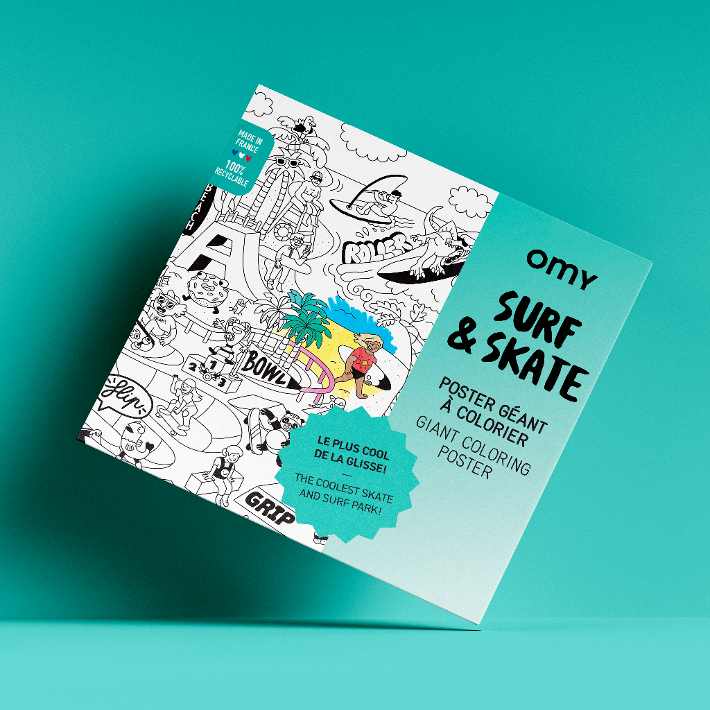 OMY POSTER XL OMY SURF&amp;SKATE PARA COLOREAR
