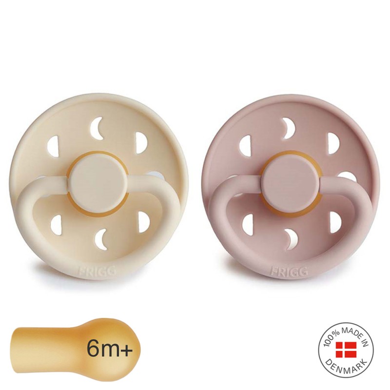 Pack 2 Chupetes FRIGG Block Latex MOON PHASE 6m+ Blush/Cream