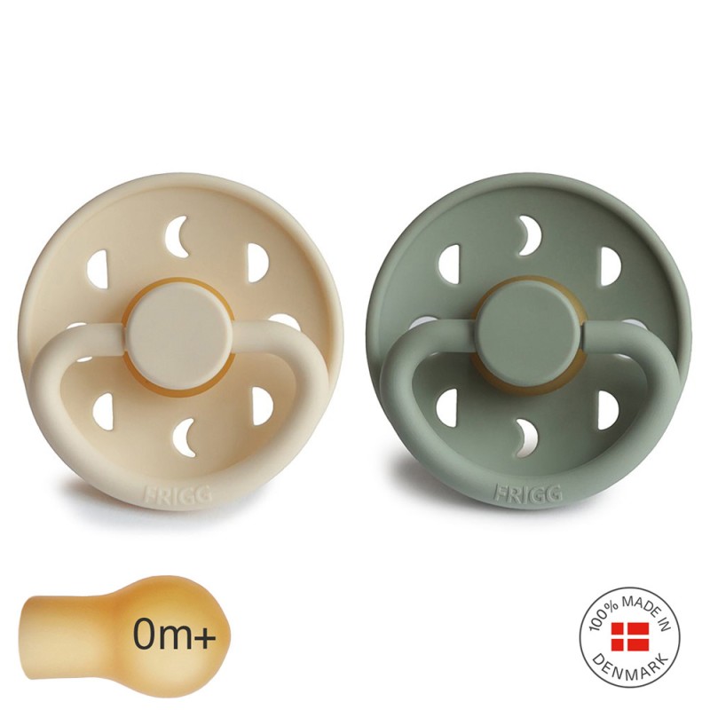 Pack 2 Chupetes FRIGG Block Silicona MOON PHASE 0-6m Sage/Cream