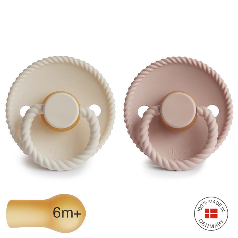 Pack 2 Chupetes FRIGG Block Latex ROPE 6m+ Blush/Cream