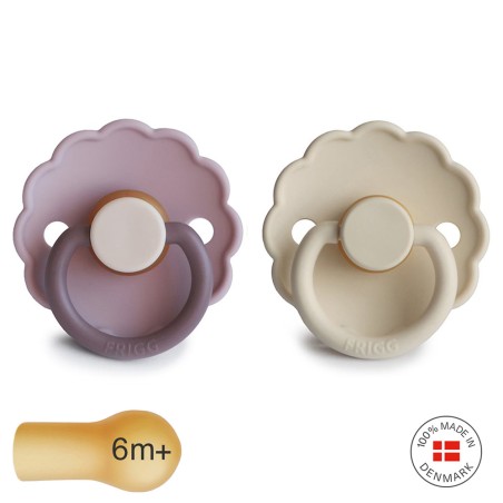 Pack 2 Chupetes FRIGG Block Latex DAISY 6m+ Lav.Haze/Cream