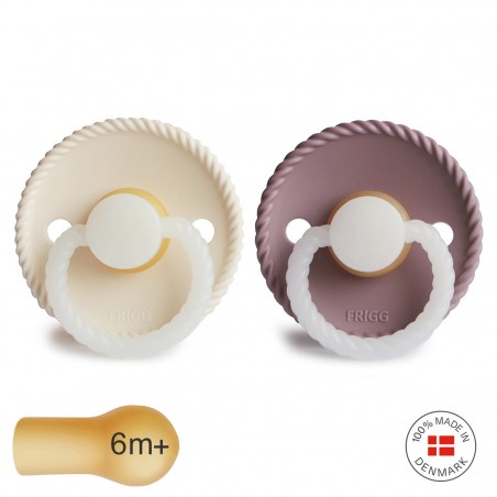 Pack 2 Chupetes FRIGG Block Latex NIGHT ROPE 6m+ Cream/TW.Mauve