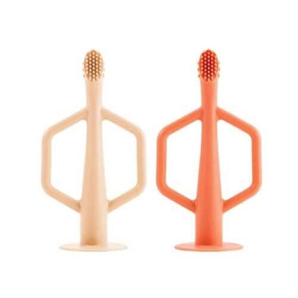 CEPILLO DE DIENTES ENTRENAMIENTO SILICONA PACK 2 UNDS ARENA+CORAL