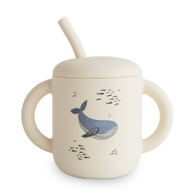 Taza didactica + pajita Silicona PRINT Whales