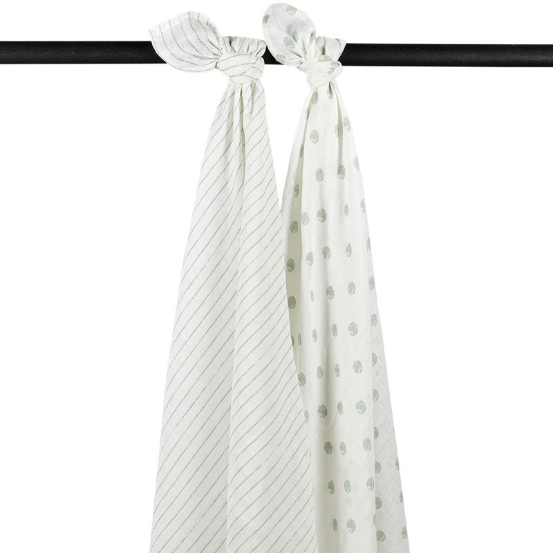 MUSELINA GRANDE PACK 2 UNIDADES - DOT STRIPE SOFT GREEN