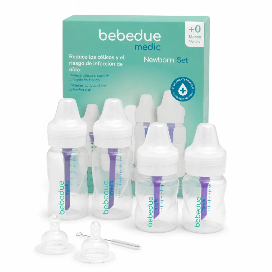 PACK BEBEDUE NEWBORN - 2 BIBERONES 160ML+2 BIBERONES 260ML+2 TETINAS FLUJO RAPIDO