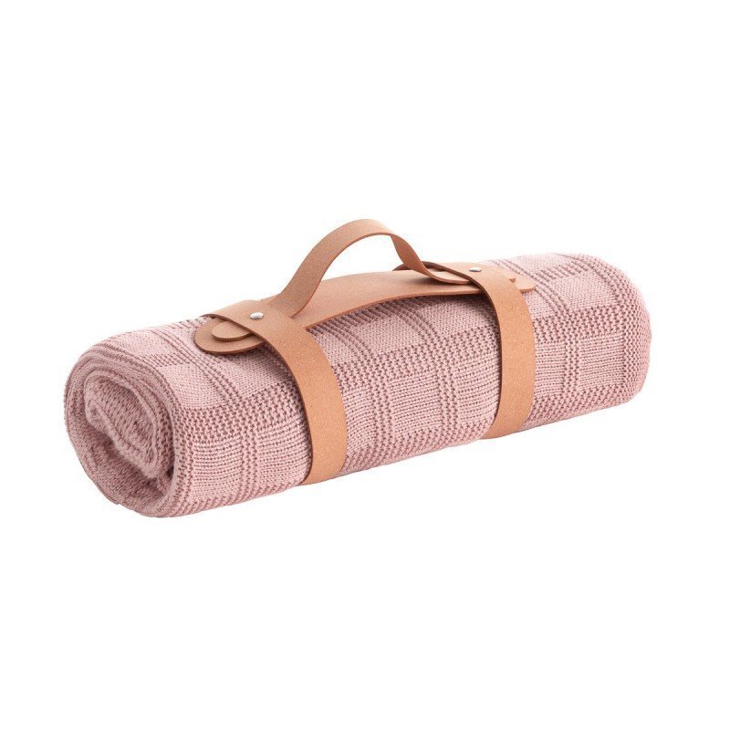MANTA PUNTO BAMBOO 80X100CM SQUARES BLUSH