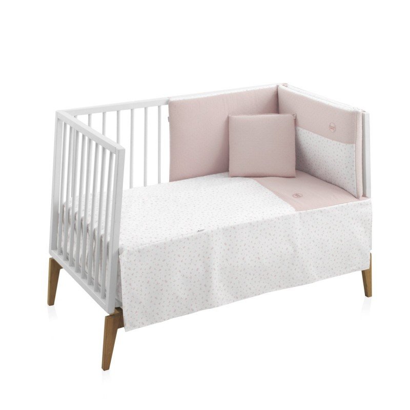 COLCHA+PROTECTOR CUNA 60 PLUMETI ROSA