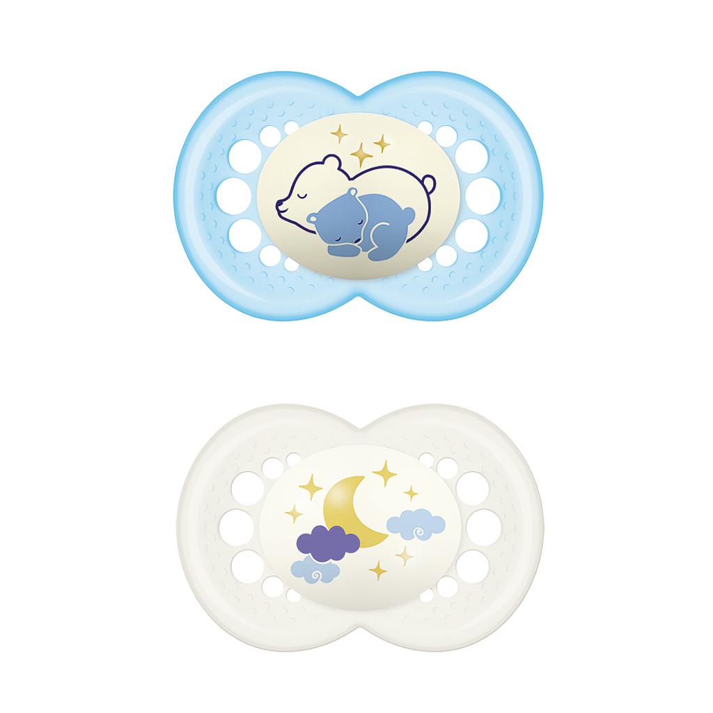 MAM CHUPETE ORIGINAL 6M+ LATEX NIGHT 2UN Azul