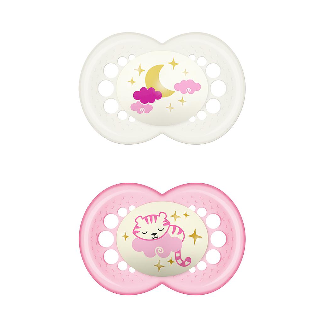 MAM CHUPETE ORIGINAL 6M+ NIGHT LATEX 2UN rosa