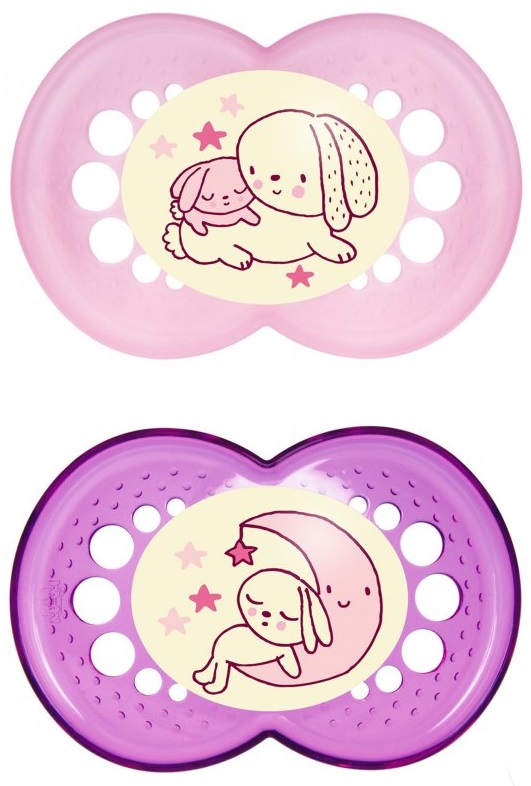 MAM CHUPETE ORIGINAL 6M+ NIGHT LATEX 2UN rosa